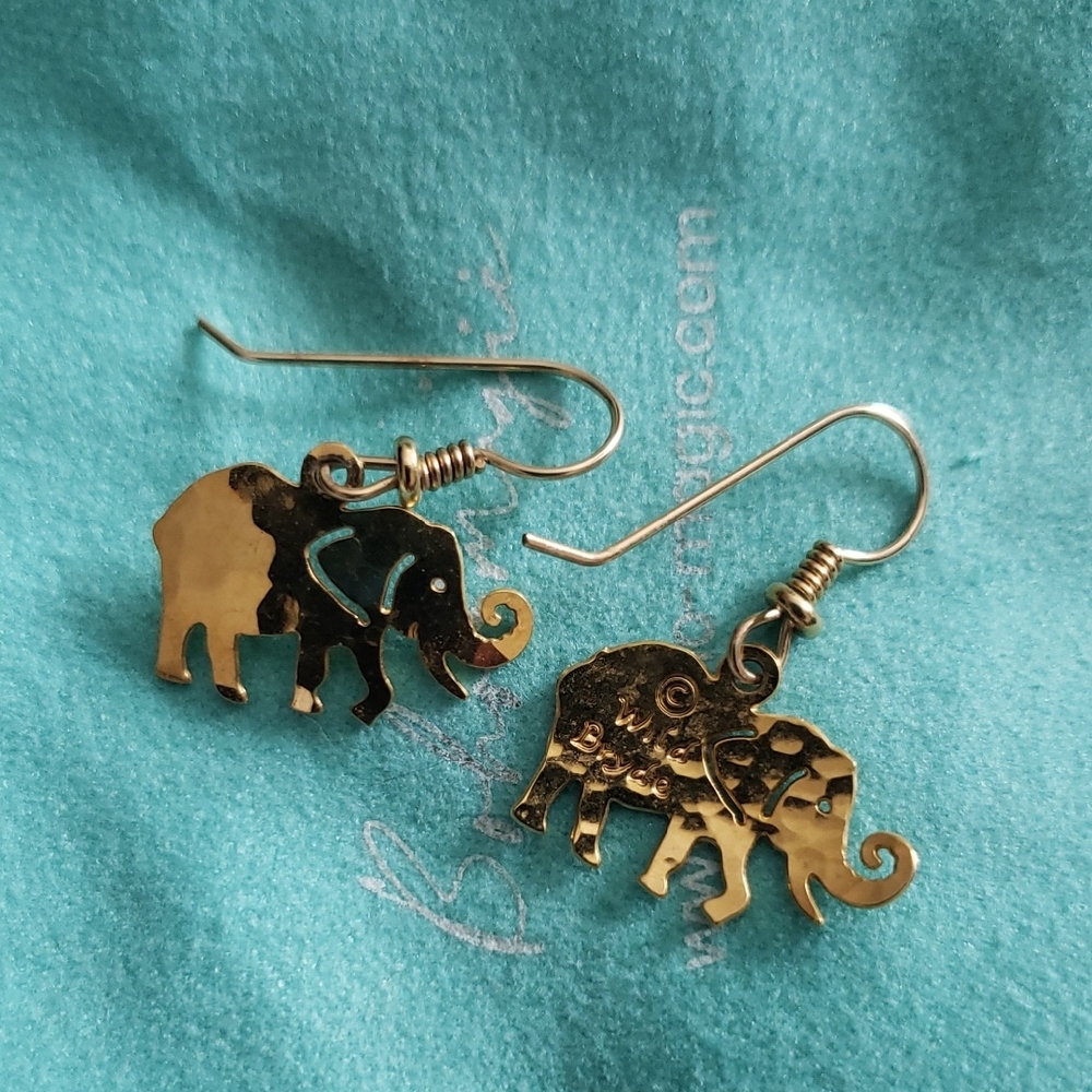 Wild Bryde 18k Gold Plated Elephant Dangle Earrings